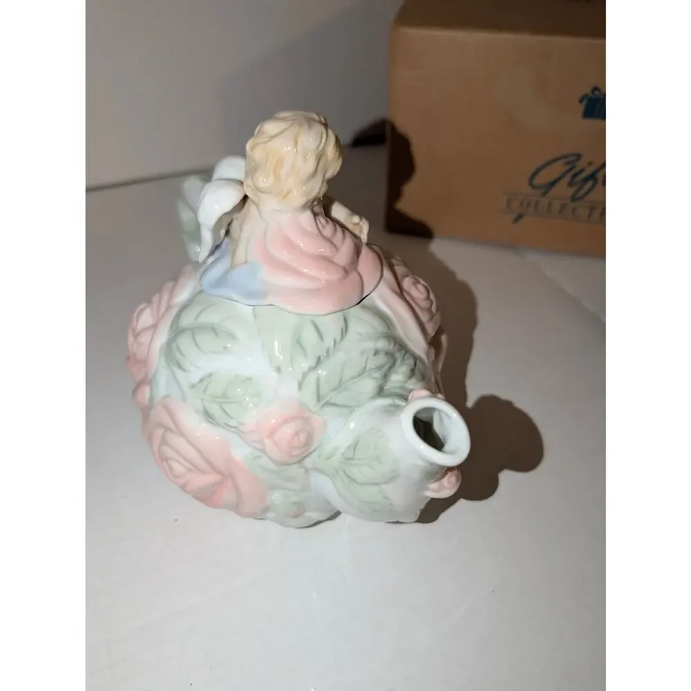 Vintage Beautiful AVON Cherub Angel Mug Roses Teapot Blue Pink Green